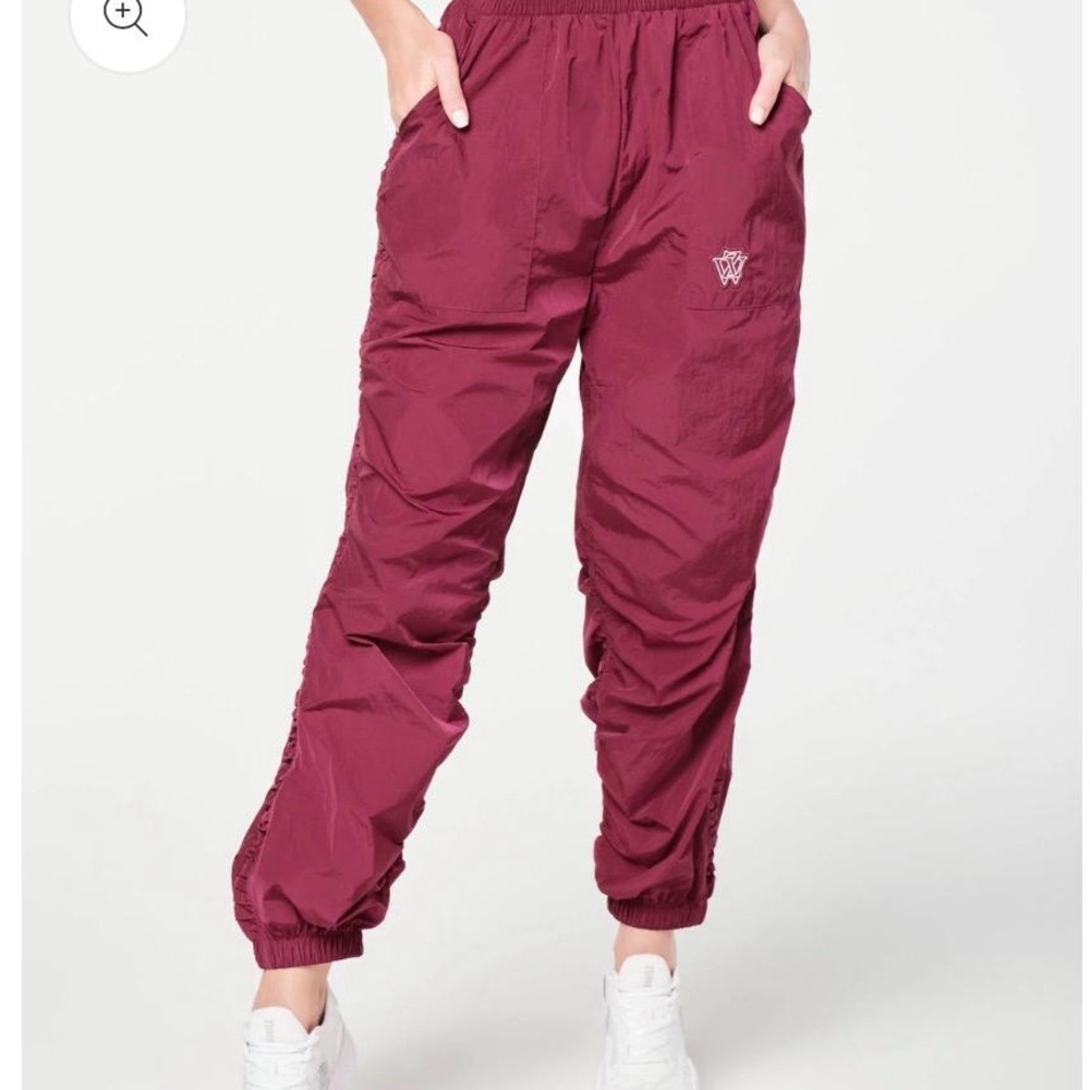 Zumba Prep Woven Track Pants Burgundy Jogger Pants